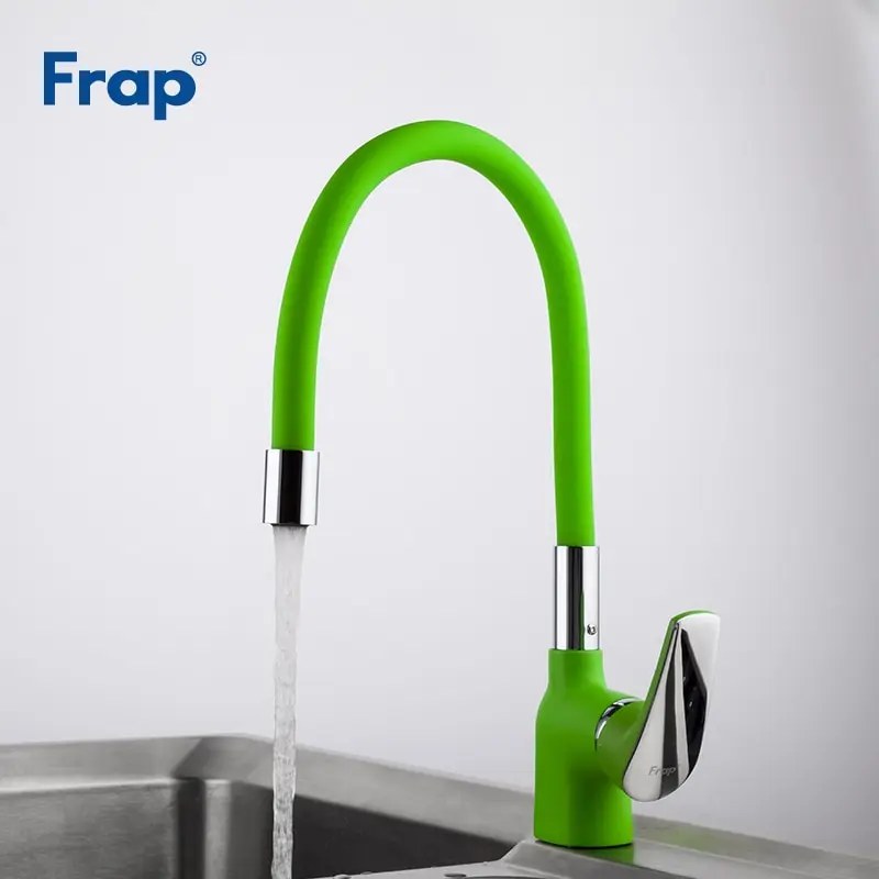 Смеситель для кухни одна ручка с гибким изливом зеленый F4453-05 FRAP латунь |