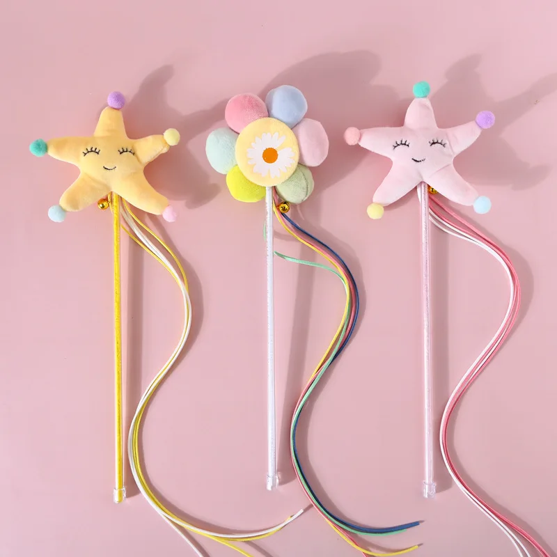 

Pet plush starfish sun flower vocal tassel bell fairy handmade cat funny cat interactive toy