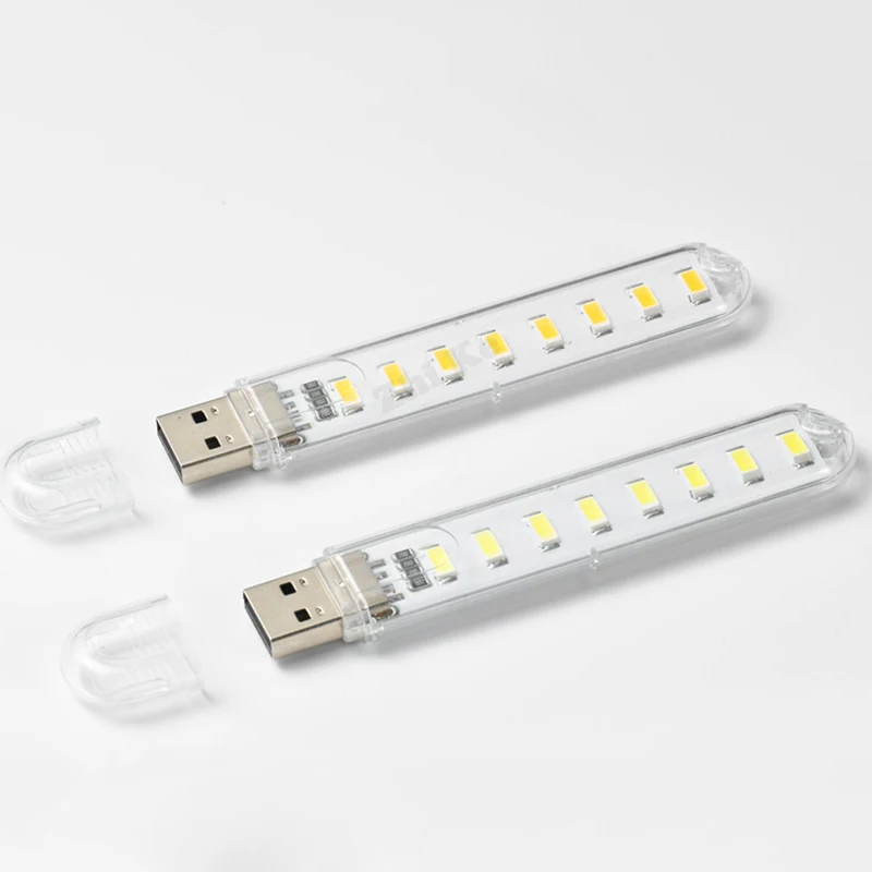 

5V Mini Protable USB Night light 8leds 5730 SMD Book lights For PC Laptops Computer Mobile Power Camping lamp white color