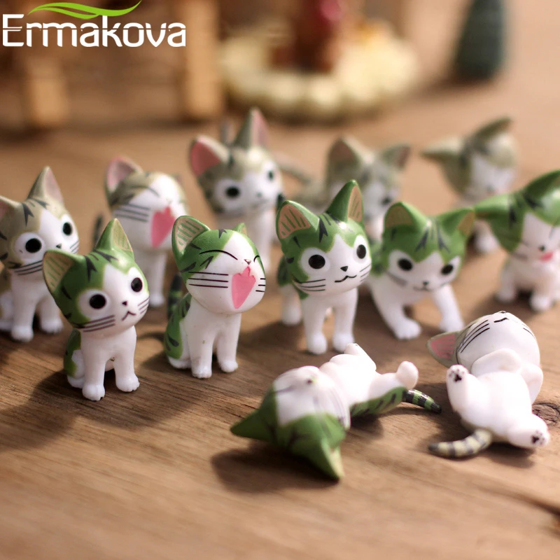 ERMAKOVA 6 шт./партия фигурка кота маленькая статуя милая животного мультяшная