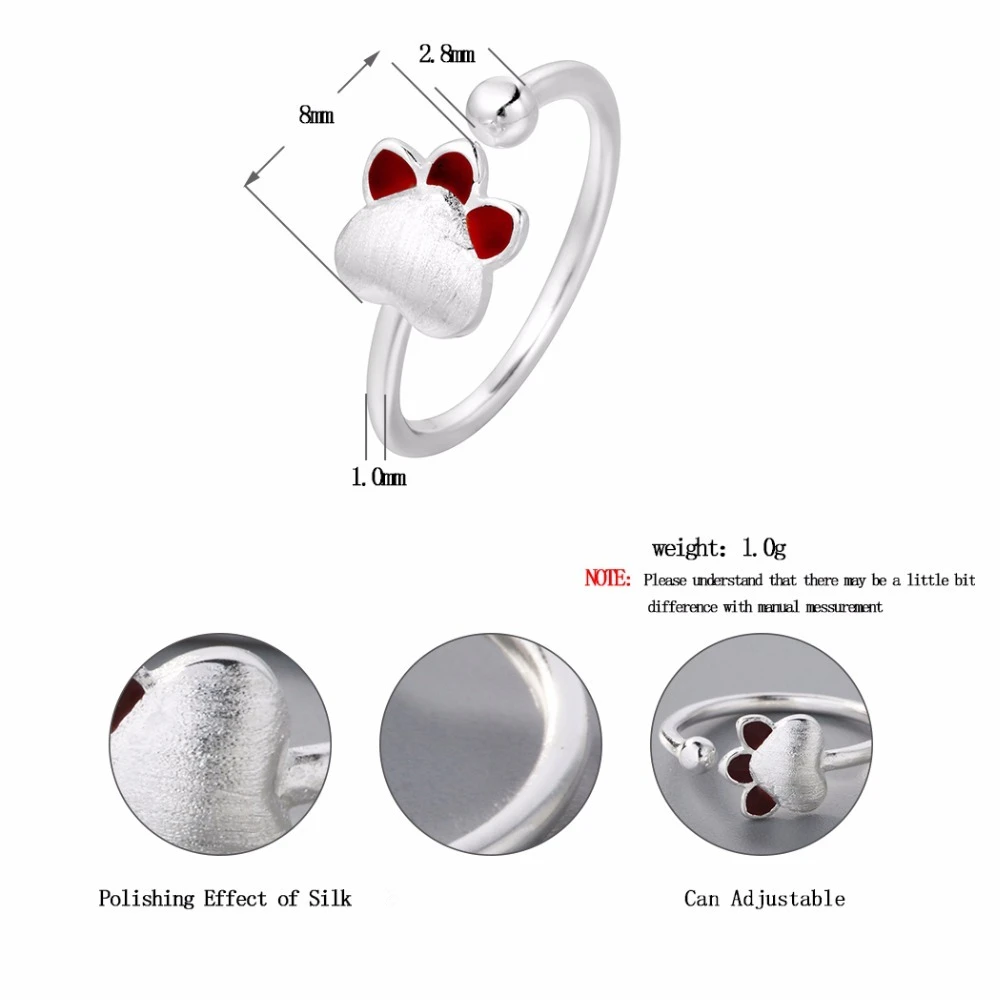 Кольцо Kinitial с принтом лапы питомца кошачьи уши медведя коготь открытые кольца