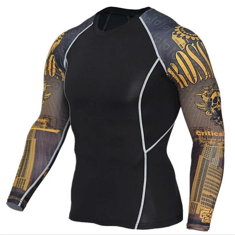 

Men's Wolf 3D Printed T-shirt Compression Tights Fitness Running Shirt Breathable Long Sleeve Sports Rashgard Gym Cycling Clothi