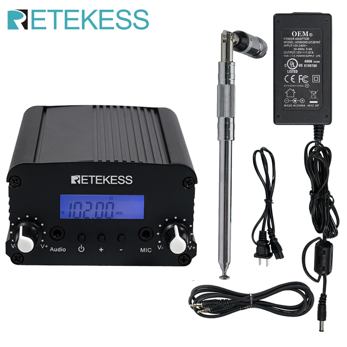 Беспроводной FM-трансмиттер Retekess TR509 FM-радиостанция усилитель для кампуса двойной