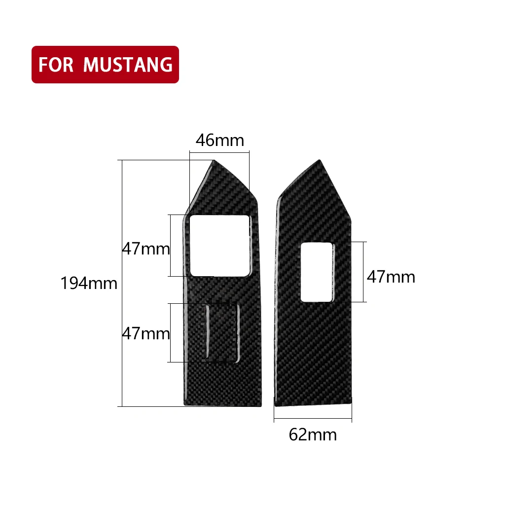 

2pcs Car Window Switch Lift Panel Button Frame Cover Trim Ford Mustang 09-13 Carbon Fiber Auto Door Armrest Decor Car-Styling