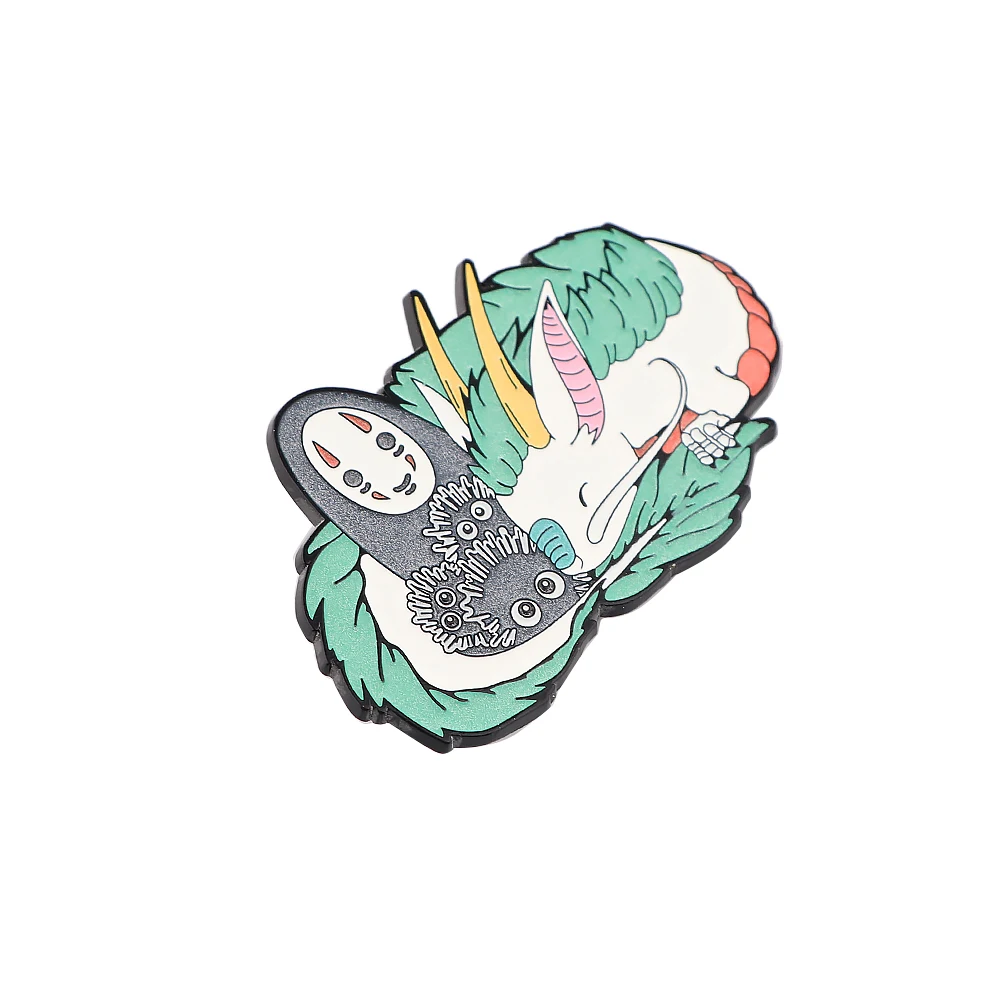 Брошь на булавке LT765 с эмалью в виде японского аниме дракона для рюкзака сумки