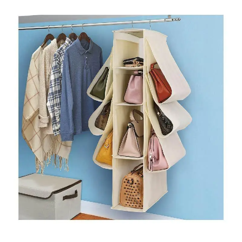 

HouseholdWardrobe Hanging Type NonWoven Bag StorageDustproof Hanging Bag four Layer Ten Grid BagFinishing Cabinet
