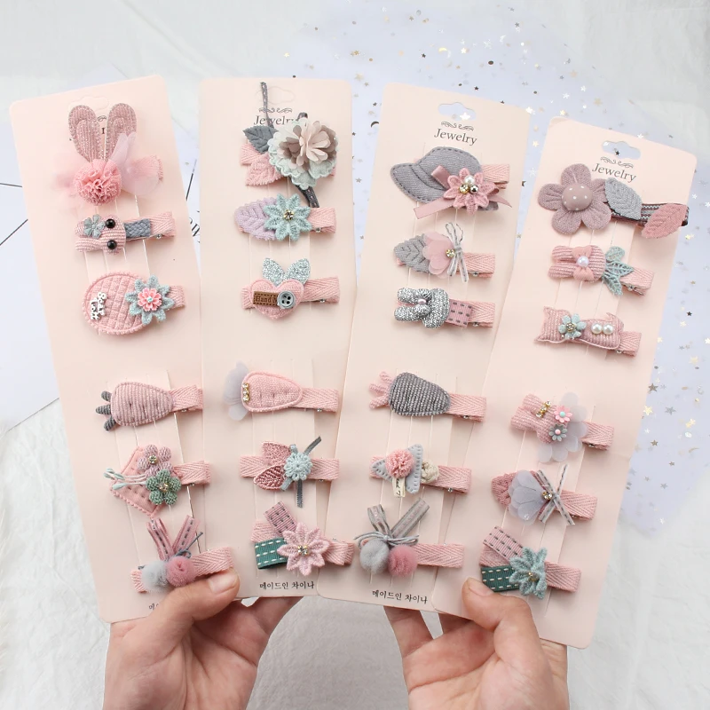 6Pcs/Set Fabric Cartoon Hairpin Children Cute Animal Hair Clip Girl Carrot Flower Does Not Hurt Hair Bangs Clip Hair Accessories