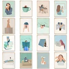 Абстрактный постер в скандинавском стиле для повседневной жизни, для девочек, для чтения и онлайн-покупок, Настенная картина на холсте, минималистичное Современное украшение для дома