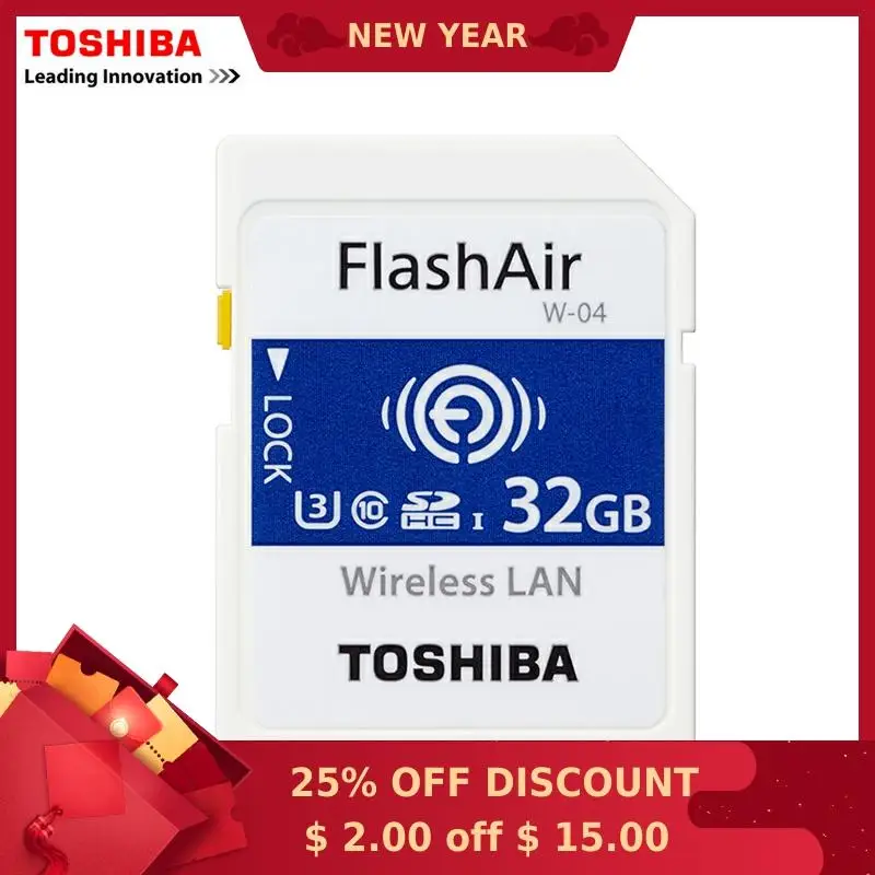 Карта памяти TOSHIBA FlashAir беспроводная LAN 32 ГБ Wi-Fi SD карта U3 UHS класс скорости 3 Wifi |