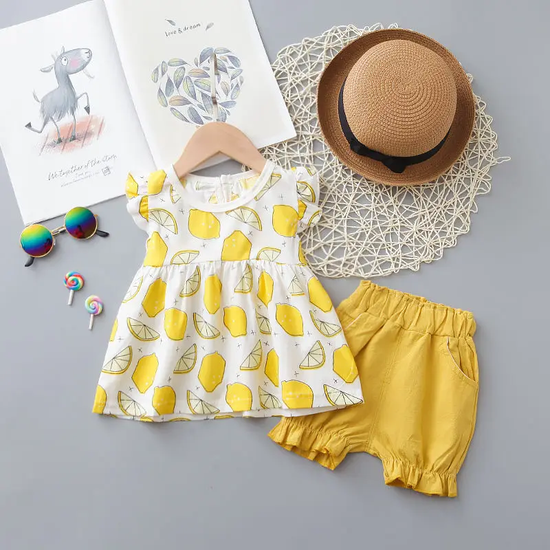 Two Pieces Cotton Girls Clothing Sets Summer Vest Sleeveless Children Fashion Clothes Suit Casual Floral Outfits 1-5T | Детская одежда