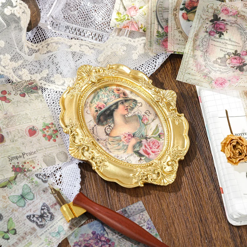 30Pcs Retro European Girl Flower Material Paper Junk Journal Planner Scrapbooking Vintage Decorative DIY Craft Background - купить по