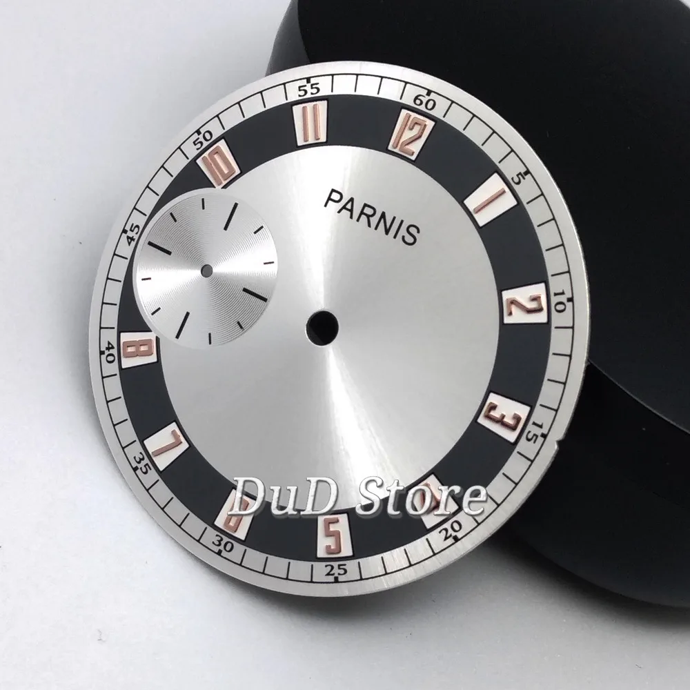 

Parnis 38mm high-quality Black Rose gold Silver Dial fit ETA 6497 st36 movement watch parts