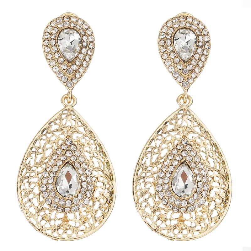 Morocco Caften wedding dress gold earrings rose fashion water drop shape jewelry crystal high quality | Украшения и аксессуары