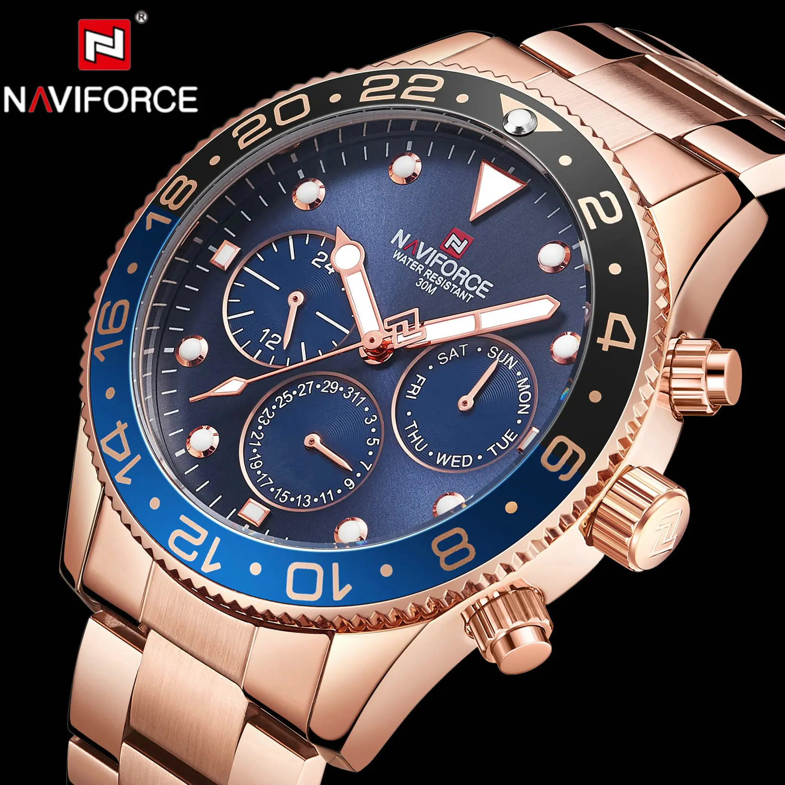 NAVIFORCE военные часы мужские люксовый бренд кварцевые нержавеющая сталь