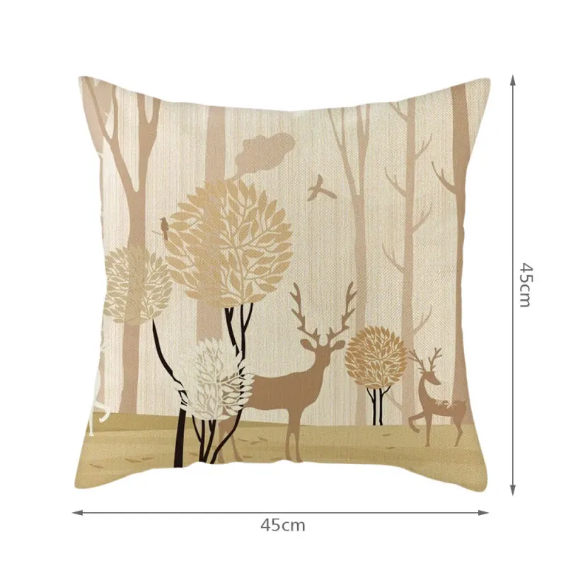

45*45cm Lovely Elk Deer Christmas Cushion Cover Decorative Throw Pillow Xmas New Year Decor Home Decoration Pillowcase