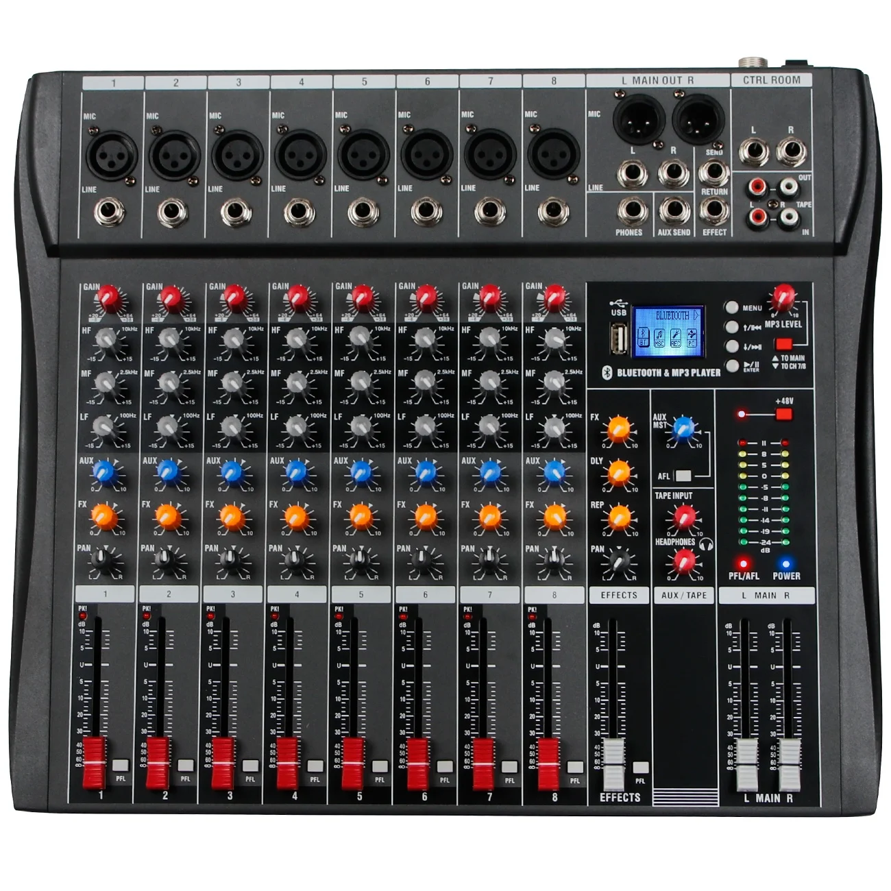 CT-80 Профессиональный 8-канальный Миксер с DSP эффектом реверберации MP3-плеер USB 48 в