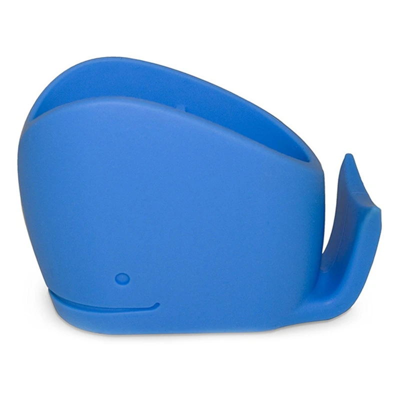 Китовый силиконовый держатель для зубной щетки для детей. Помощник для хранения зубной пасты. Синий цвет.