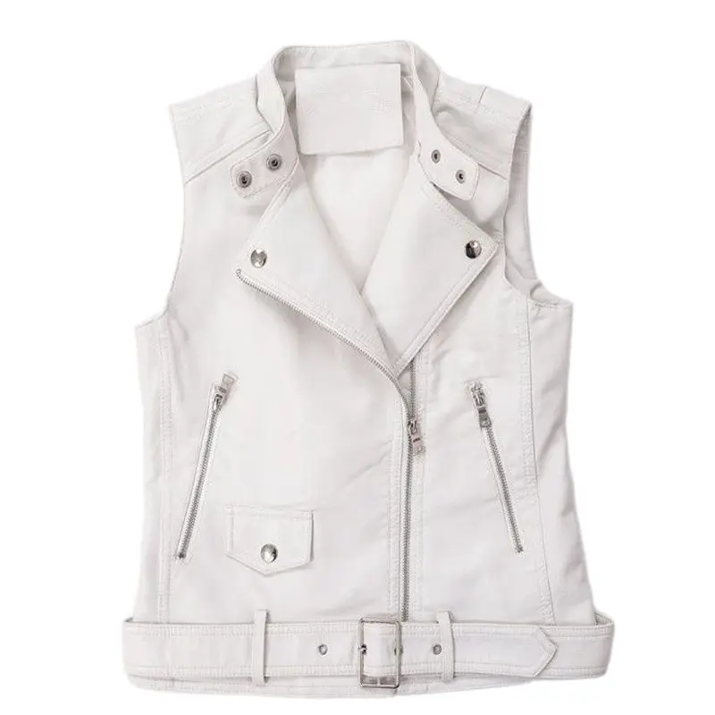 Женский негабаритный мотоциклетный жилет на молнии весенний из искусственной