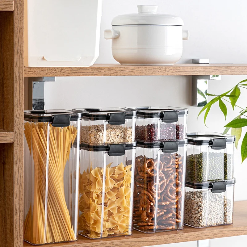 

Square Kitchen Storage Tank Transparent Sealed Tank Plastic Multigrain