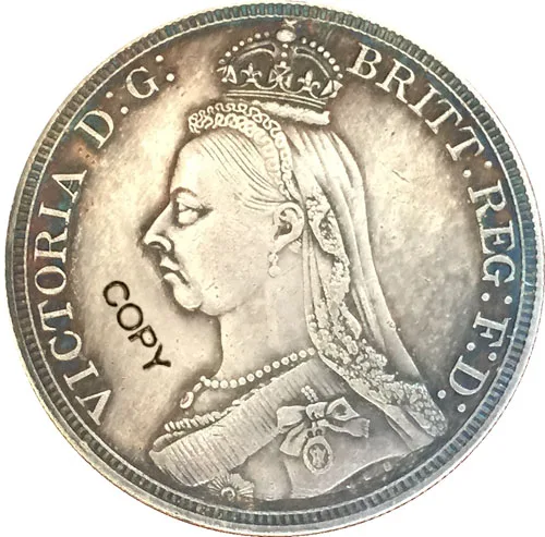 UK 1887 1 Crown Victoria 2nd портрет копия монет|coin props|coin supplies free shippingcoin bezel |