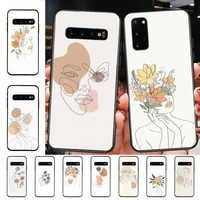 yinuoda line art sketch flower girl phone case for samsung s10 21 20 9 8 plus lite s20 ultra 7edge