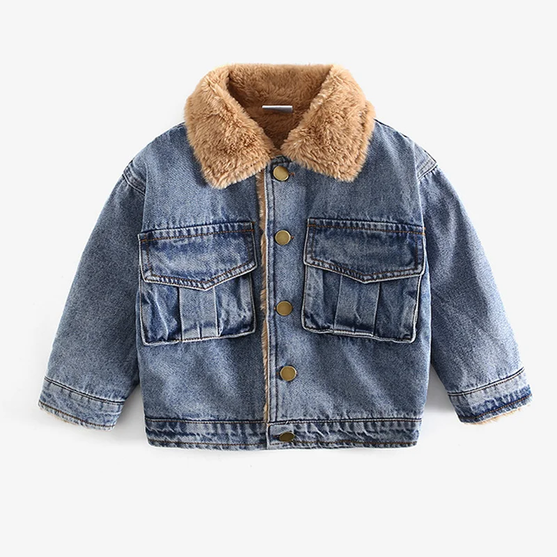 

Осень-зима 2022, джинсовая куртка для мальчиков, модные пальто, Детская шерстяная однобортная одежда, верхняя одежда TZ857