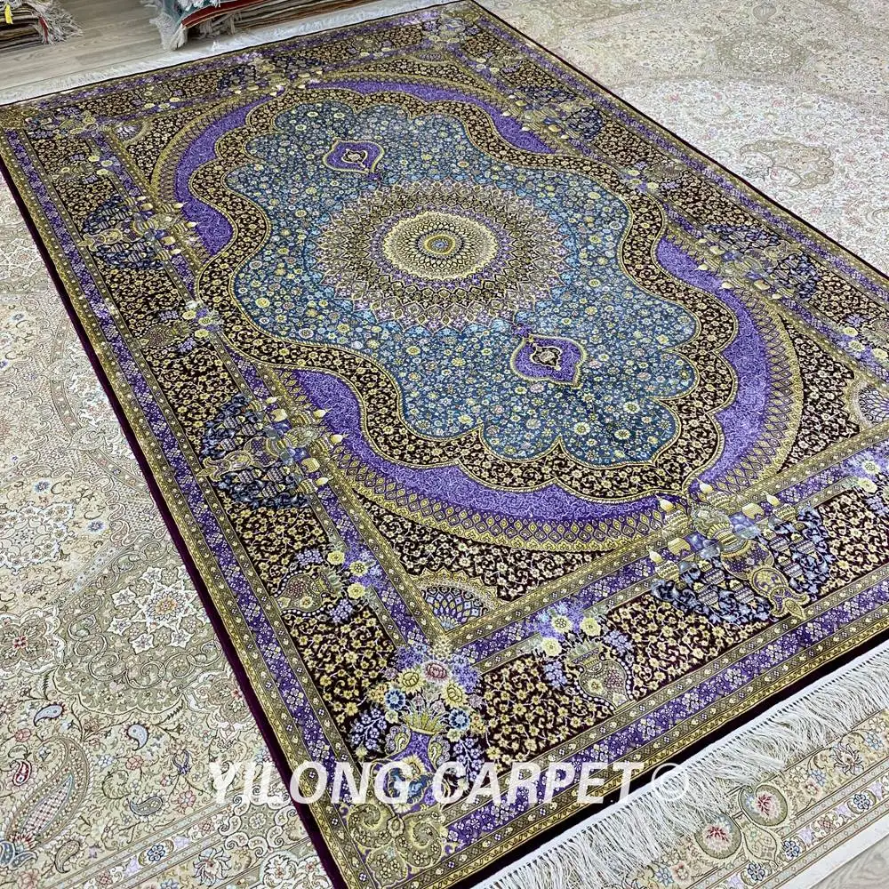 Yilong 6'x9' ручной работы шелковый ковер Vantage Традиционный Элегантный УЗЕЛКОВЫЙ