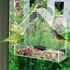 Прозрачная оконная кормушка для птиц прозрачное стеклянное для окон просмотра кормушка для птиц гостиничных настольных семян арахиса висит всасывания для домашних животных птицы