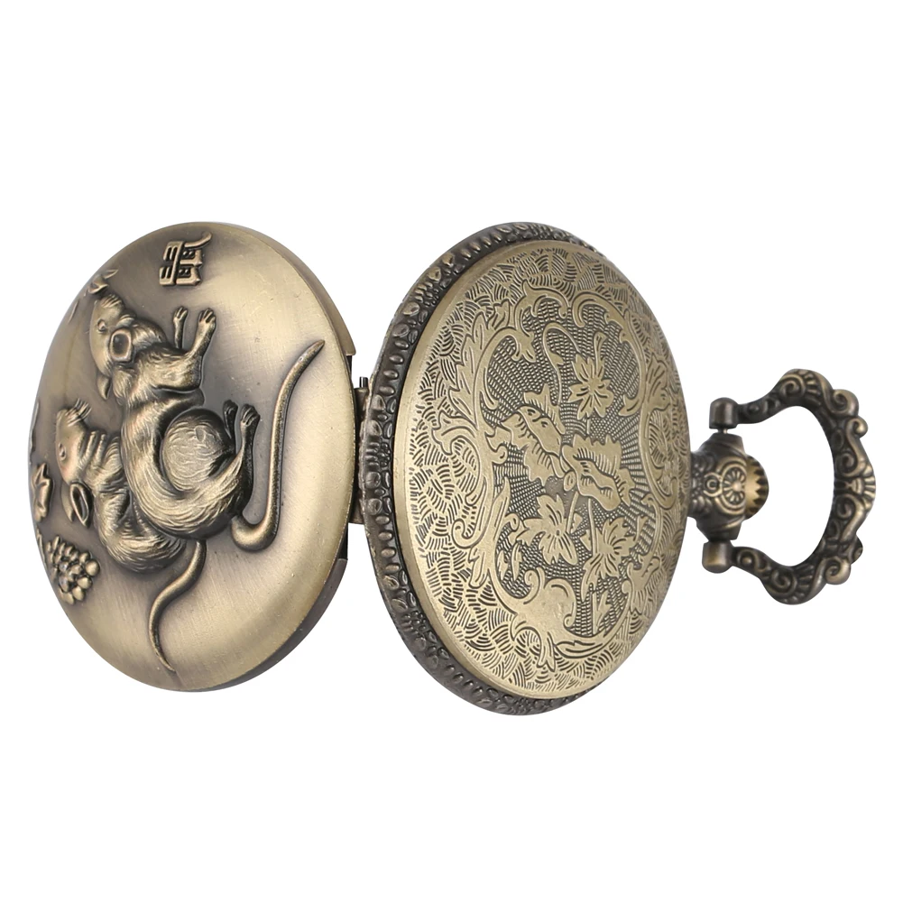 Мужские кварцевые/бронзовые часы подвеска стимпанк китайская мышь из зодиака