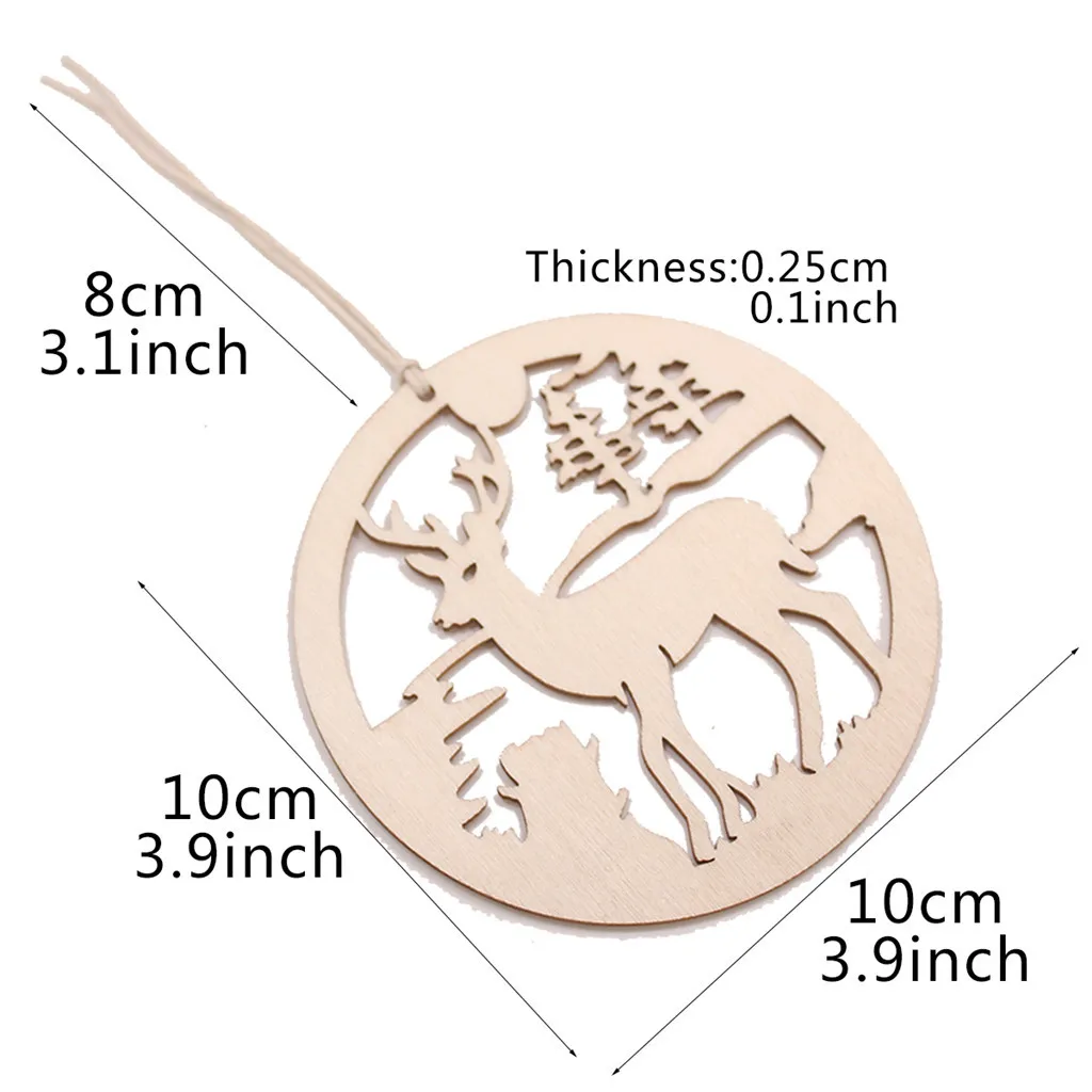 10 PCS Christmas Wooden Pendants Ornaments Party Decorations DIY Deer Tree Hanging Kids Gifts | Дом и сад