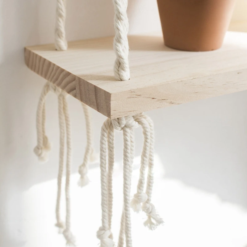 Декоративный Настенный Гобелен из хлопка Подвесной деревянный стеллаж для