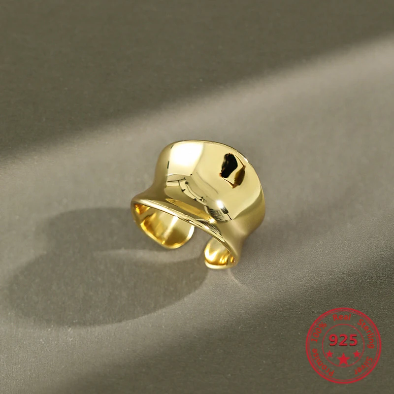 

Europe and United States Selling 100% 925 Sterling Silver Ring Curved Concave Design Simple Personality Charming Female Jewelry