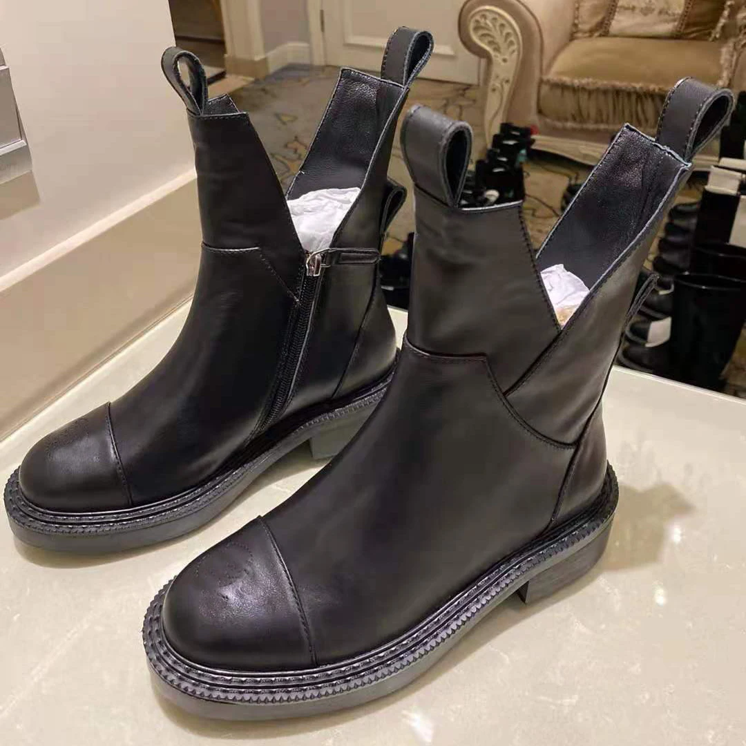 

Vallu 2021 winter new style full leather unique shape flat comfortable fashion casual women's short boots