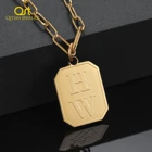 Индивидуальное ожерелье, квадратная карточка, именная табличка на заказ, ювелирные изделия из нержавеющей стали, Начальная ожерелья с буквой для мужчинженщин, подарок