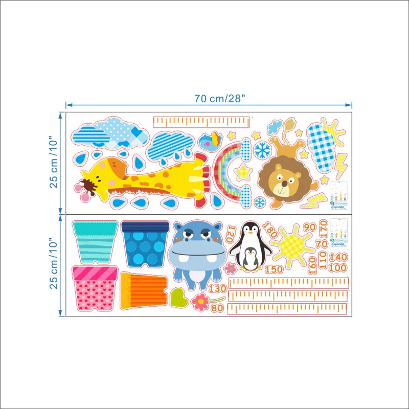 

Lovely Animal Height Measure Wall Stickers Kids Room Decoration Giraffe Mural Art Diy Home Decal Poster Children Gift