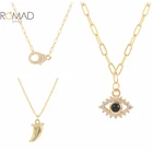 ROMAD простое женское ожерелье с подвеской в виде сглаза с зажимом для бумаги женское ювелирное изделие 925 Серебряная Золотая цепочка Collares Bijoux