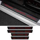 4 шт., красные наклейки на порог автомобильной двери из углеродного волокна
