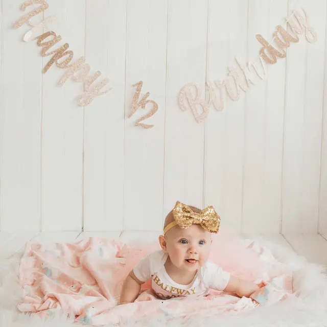 Half Birthday Outfit Halfway To One 1/2 Birthday Girl Outfit 6 Months Birthday Pink and Gold Cake Smash Outfit Photo Prop Wear