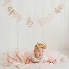 Наряд на половину дня рождения 12 наряд для девочки на день рождения 6 месяцев на день рождения розовая и Золотая искусственная фотография Реквизит Одежда
