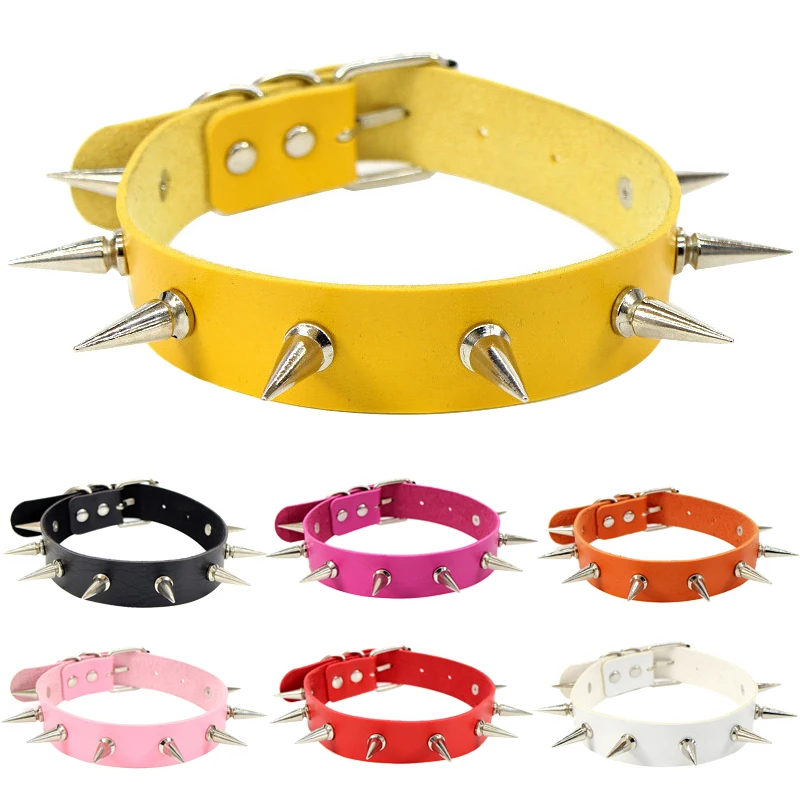 Женское серебряное колье чокер в стиле Харадзюку кожаное ожерелье панк