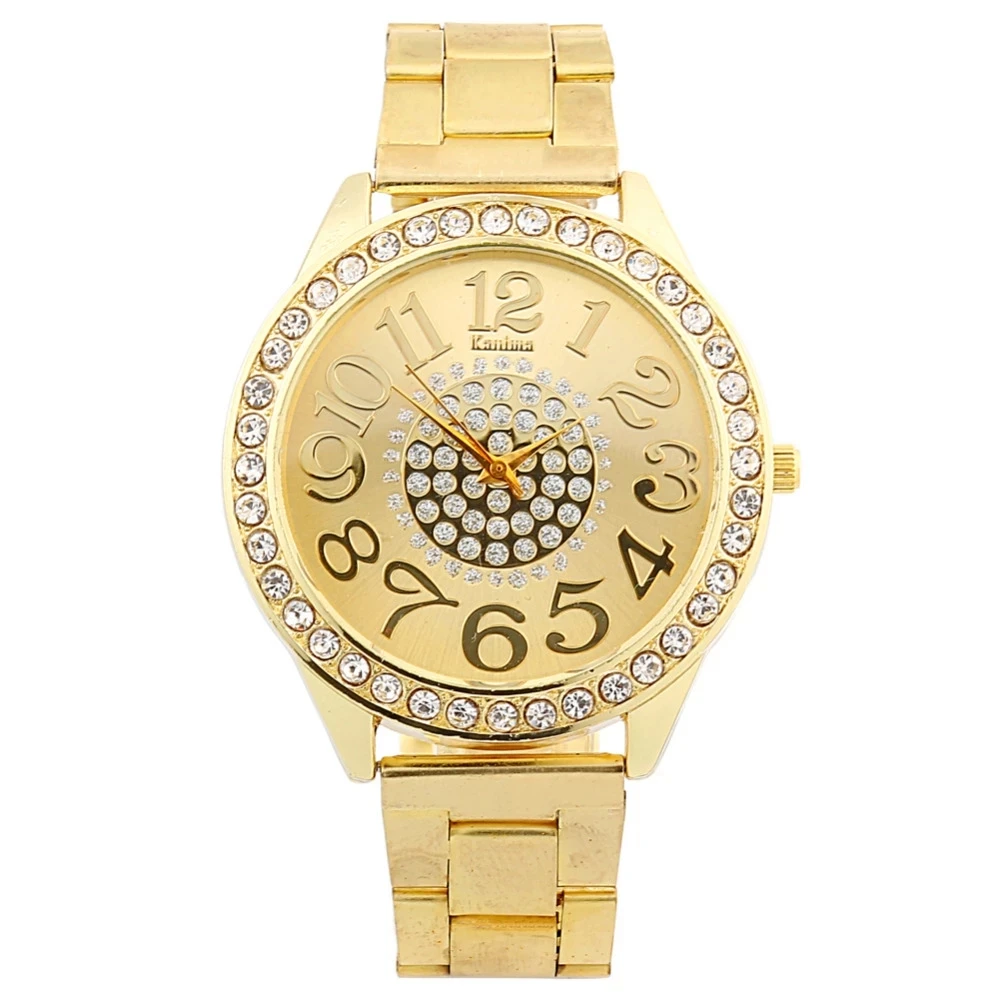 

Women Watch New Luxury Fashion Large dial Digital Quartz Watches Tricolor Full Steel Rhinestone Dress Ladies Wristwatches Reloj