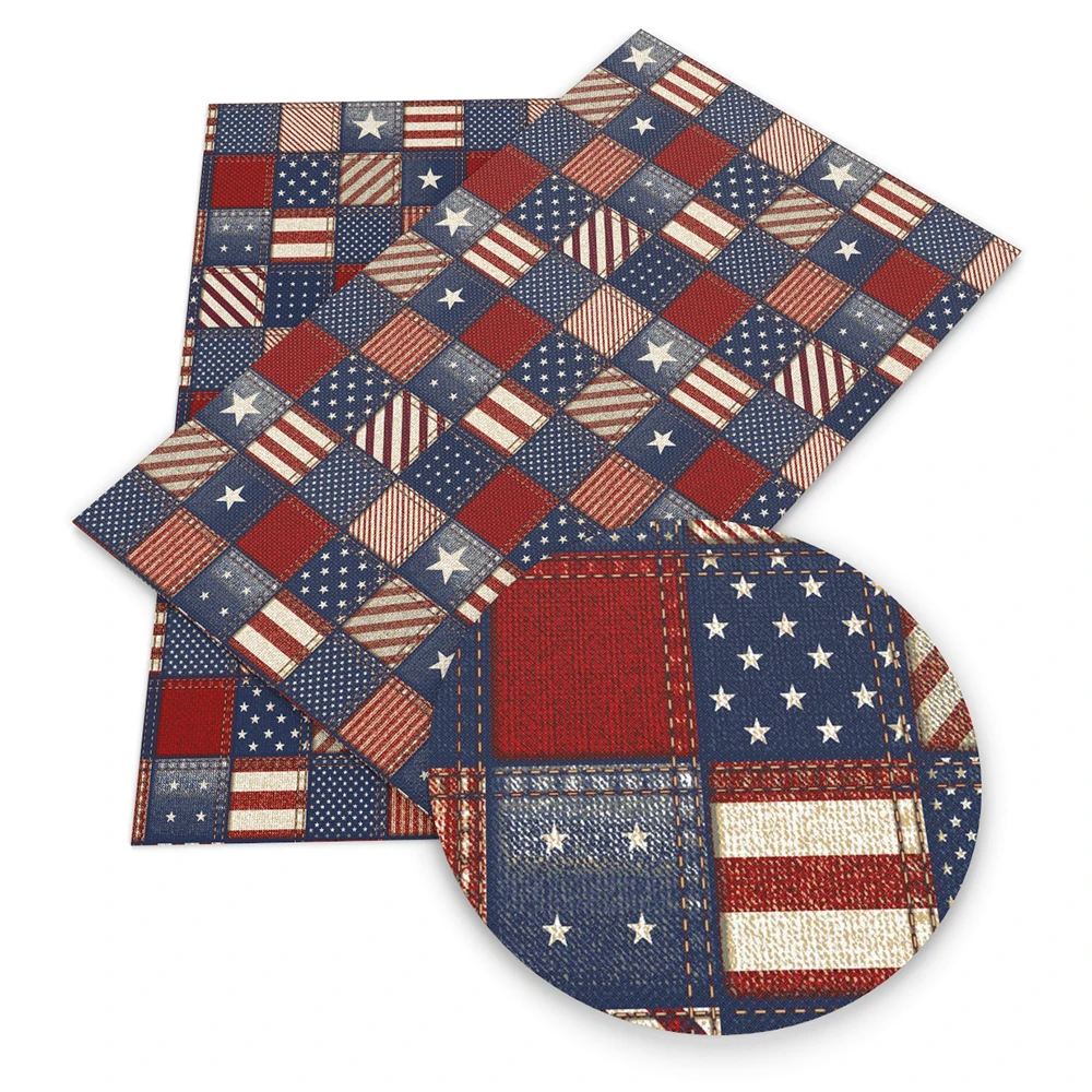 Fourth of July Independence Day Printed Vinyl Fabric Faux Leather Sheet for Making Earrings Bows Handbag 1Yc5948 | Аксессуары для