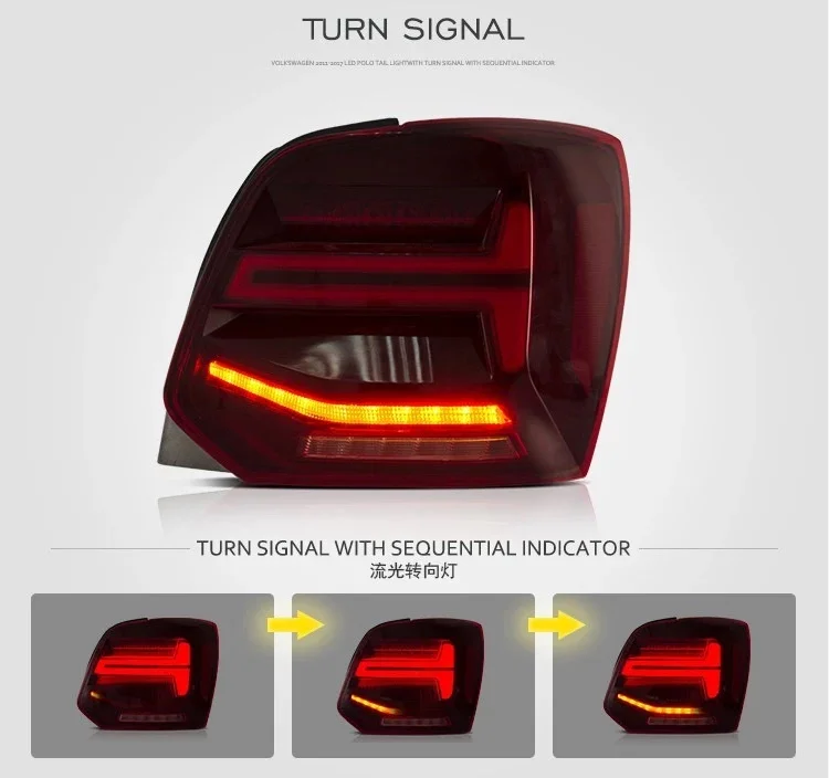 VLAND Factory для автомобиля светодиодный фонарь для POLO светодиодный задний фонарь 2011- с DRL+ противотуманными и тормозными и задними фонарями+ движущийся сигнал поворота