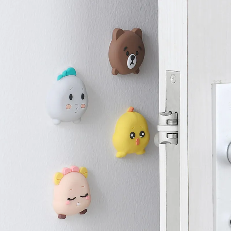 1 шт. силиконовые мультфильм дверной стоппер дверная ручка анти-столкновения