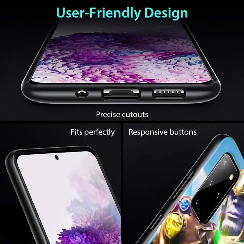 

Thanos marvel hero for Samsung S20 FE Ultra Plus A91 A81 A71 A51 A41 A31 A21S A72 A52 A42 A02S Soft Black Phone Case