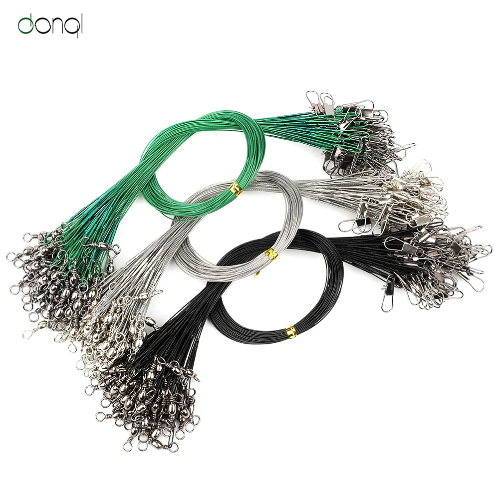 DONQL 60Pcs Anti Bite Steel Fishing Line Wire Leader Stainless 12CM - 30CM Accessory Swivel Connector | Спорт и развлечения