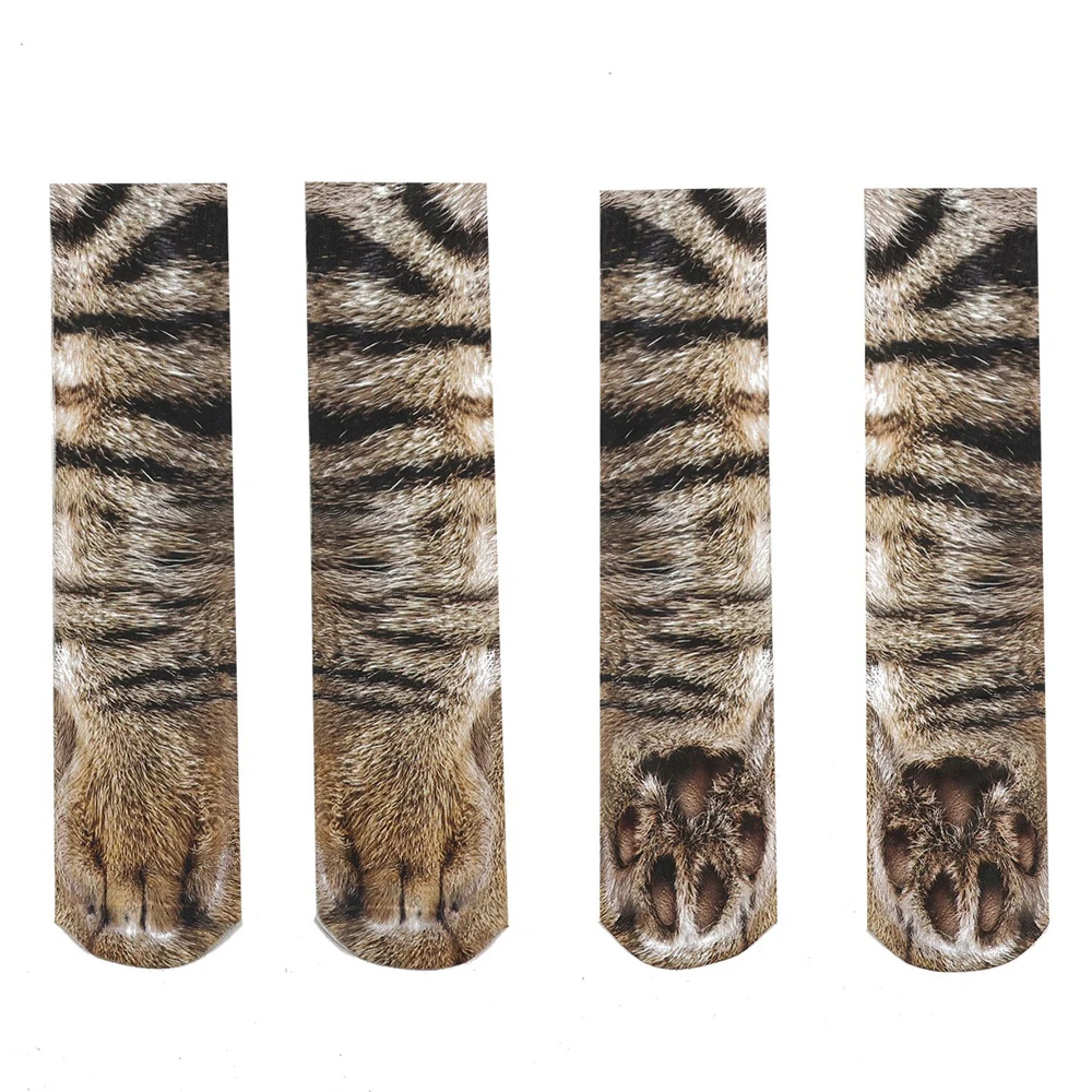 Носки унисекс для детей и взрослых с 3D принтом в виде лап животных кошек собак