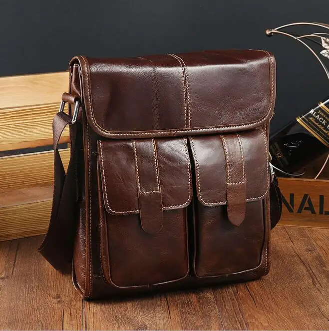 TIANHOO messenger bag men crossbody &amp shoulder cow leather business fashionable bags for work briefcase PAD/cell phone pocket |