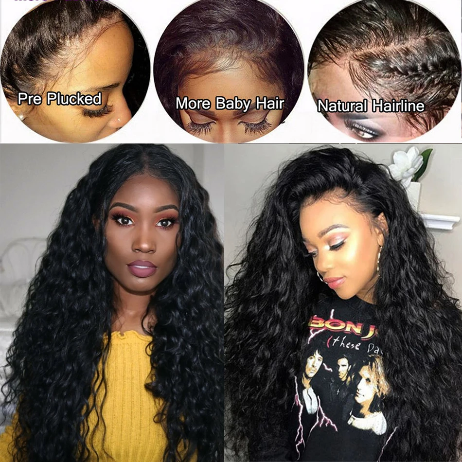 HD Прозрачная водная волна закрытием кружева передние человеческие волосы парики