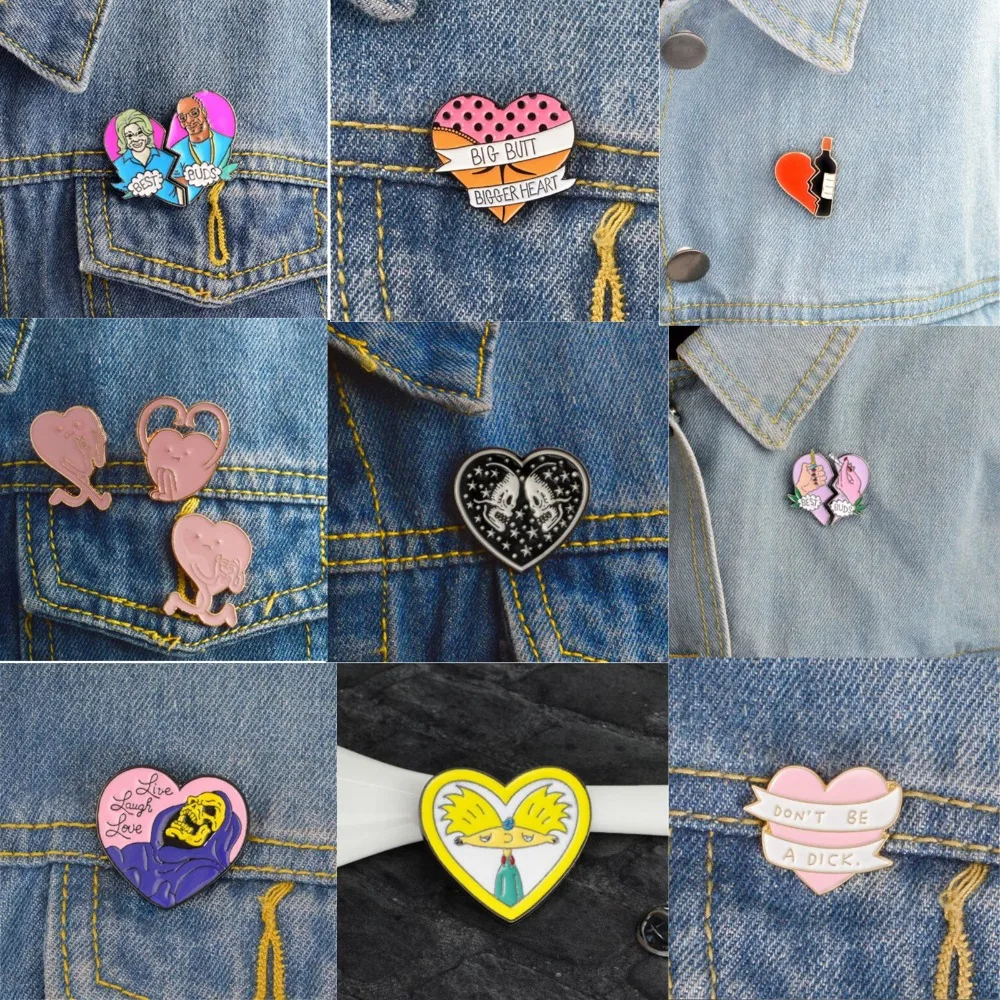 WKOUD 2 шт./компл. креативные броши в форме сердца винной бутылки скелета розовые